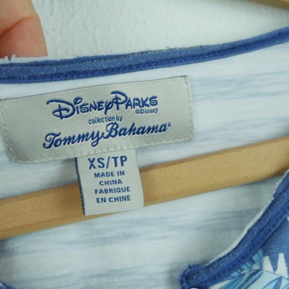 Tommy Bahama Disney XS Women's Top Minnie Stripe Henley Resort Preppy Floral - Picture 2 of 11